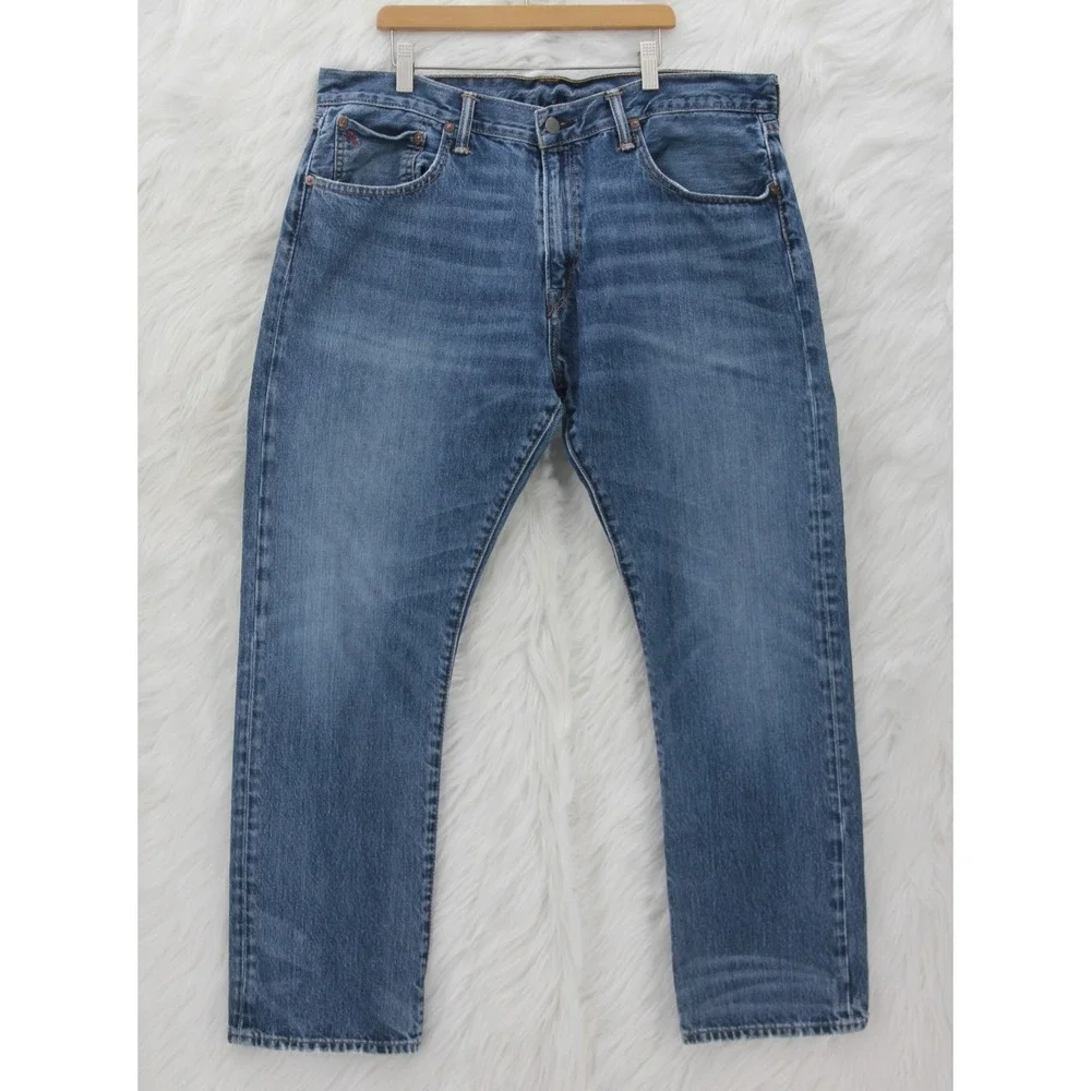 Polo Ralph Lauren Mens 36x28 Classic Fit Straight Leg Blue Denim Jeans Blokecore